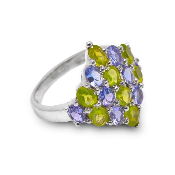Silver Ring peridot topaze Valentina